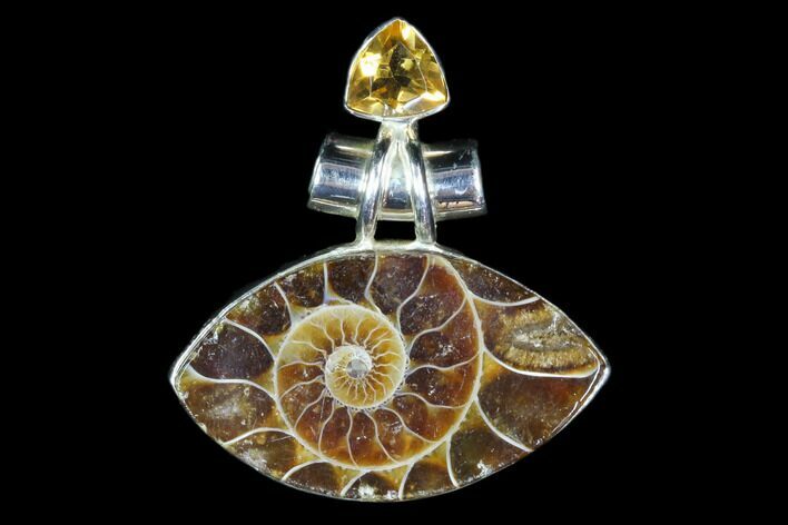Ammonite Fossil Pendant - Sterling Silver #82227
